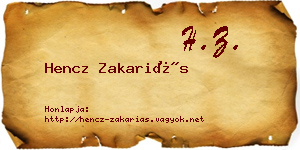 Hencz Zakariás névjegykártya
